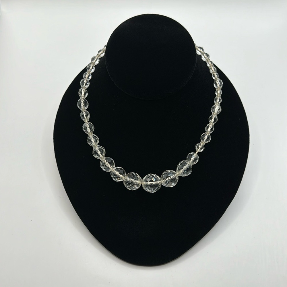 VINTAGE Hand Strung Beaded Crystal Necklace